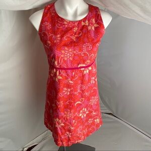 Tibi Hyland pink and orange floral vintage sleeveless shift dress